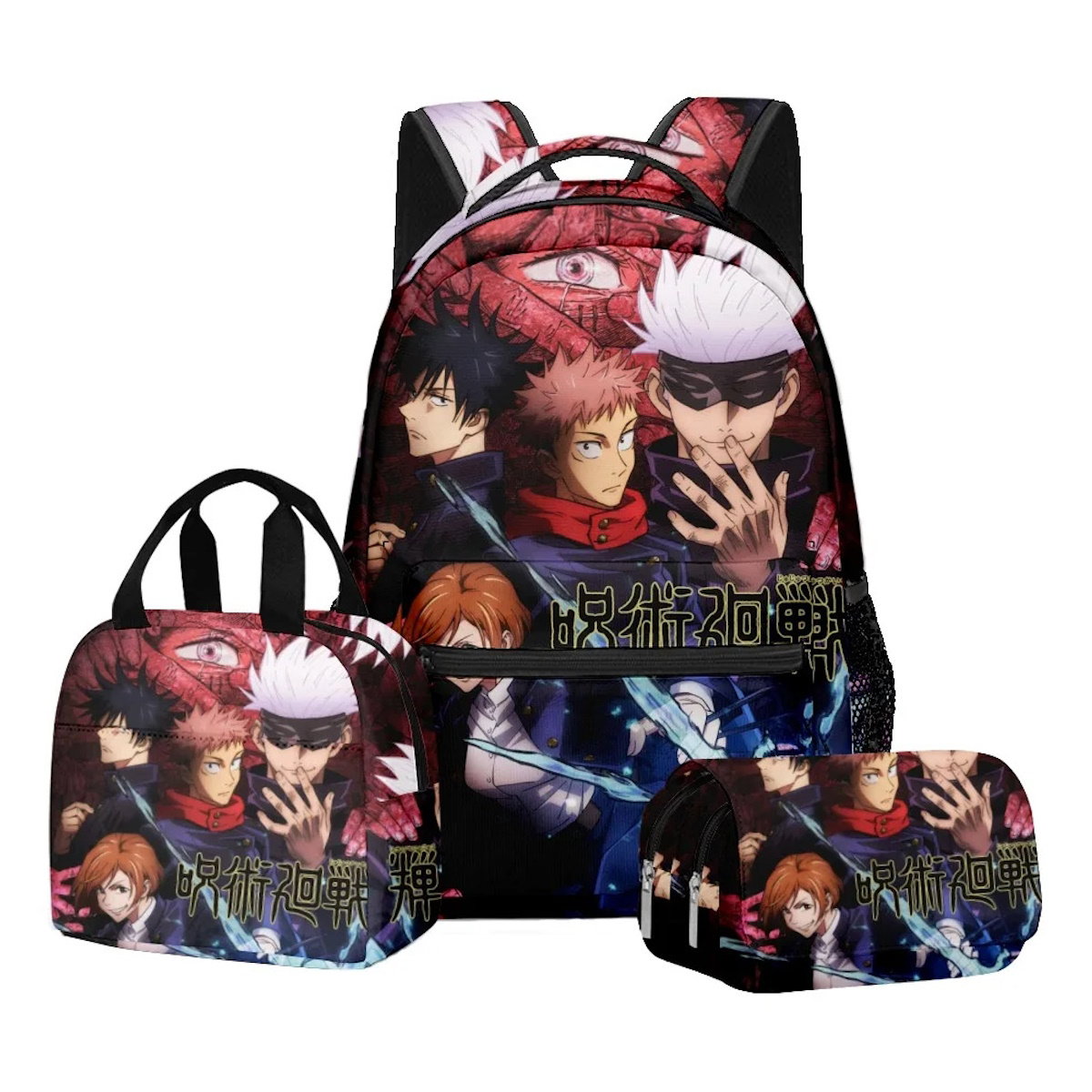 3PCS Jujutsu Kaisen Satoru Gojo Backpack and Lunchbox Pencil Case Set - ChildAngle
