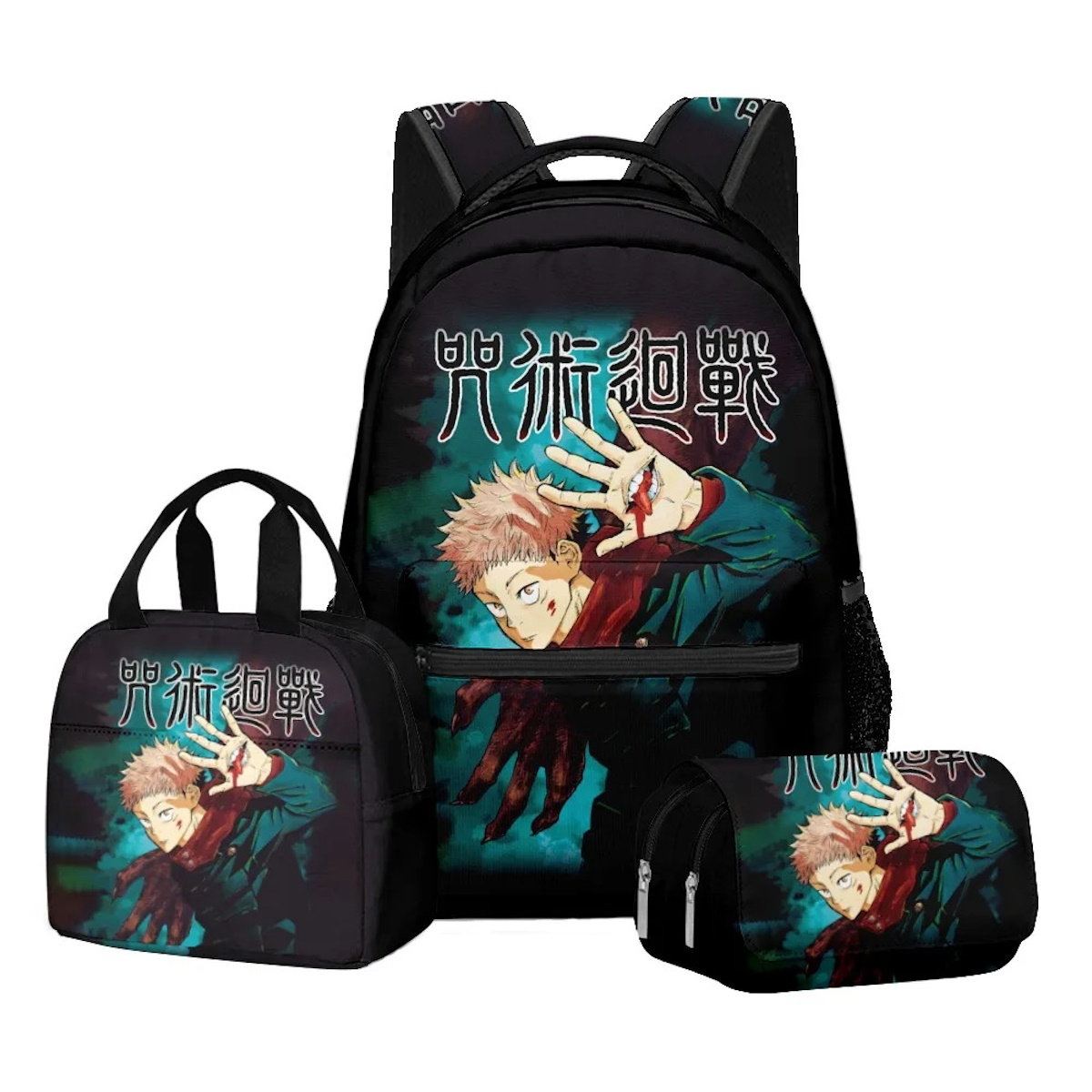 3PCS Jujutsu Kaisen Satoru Gojo Backpack and Lunchbox Pencil Case Set - ChildAngle
