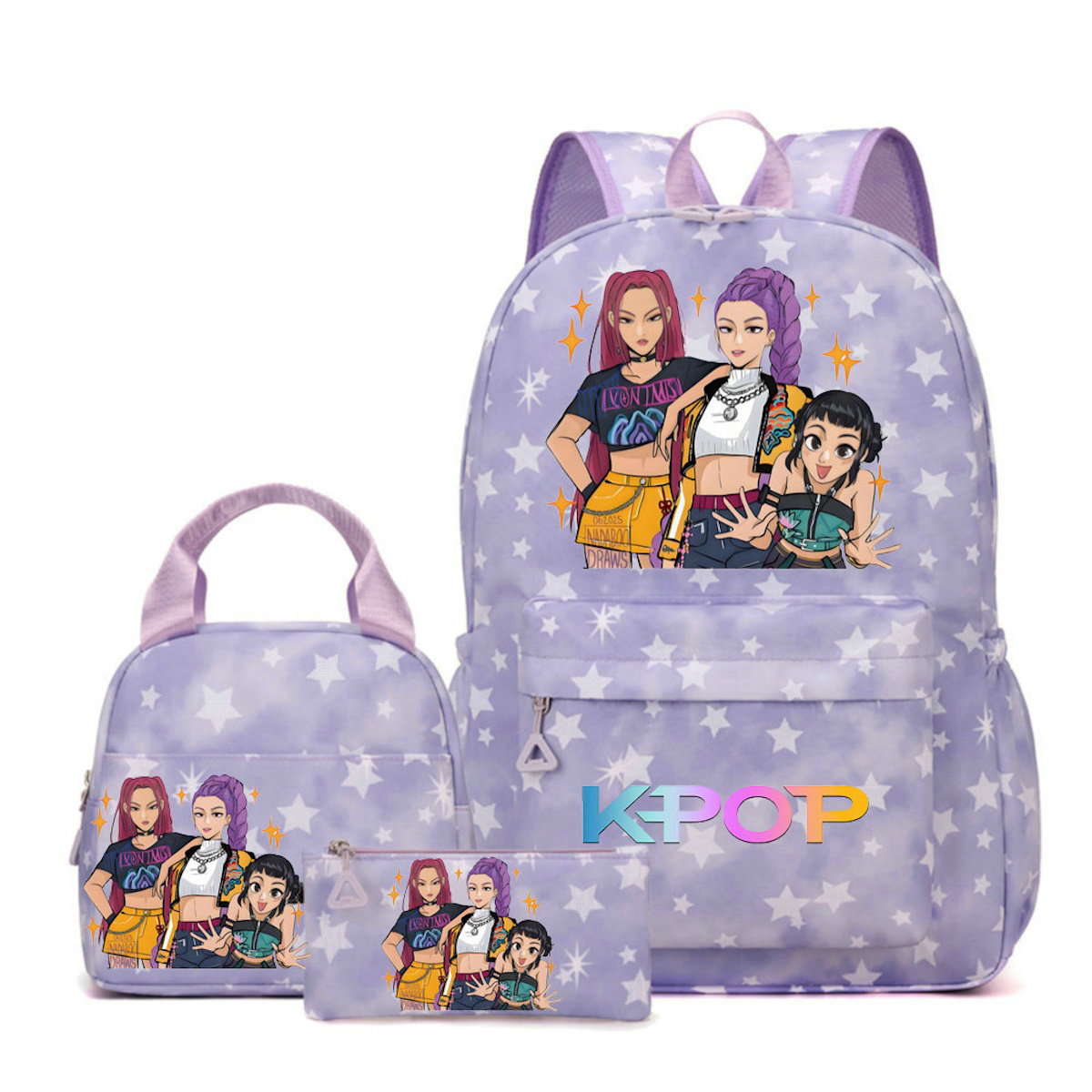 3PCS KPop Demon Hunter Backpack and Lunchbox Pencil Case Set - ChildAngle