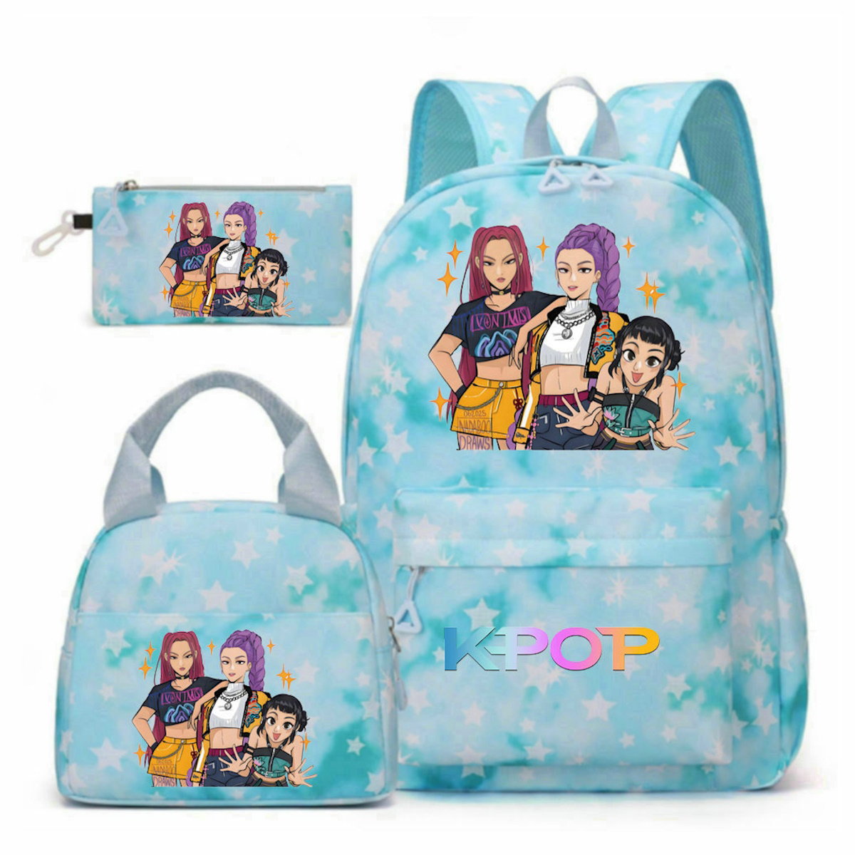 3PCS KPop Demon Hunter Backpack and Lunchbox Pencil Case Set - ChildAngle