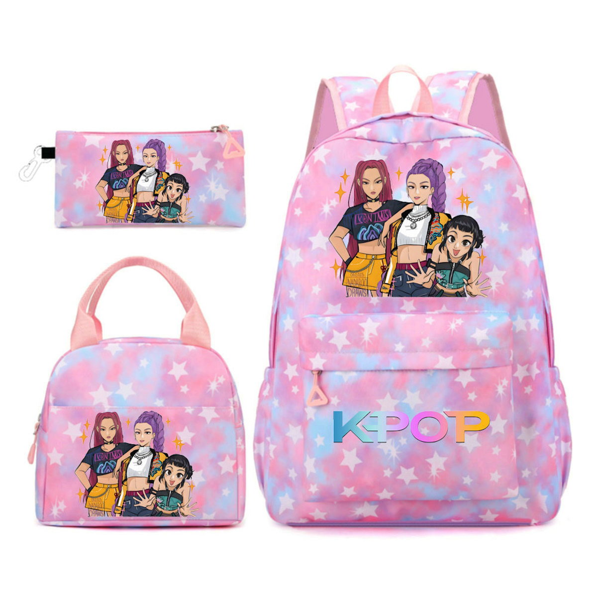 3PCS KPop Demon Hunter Backpack and Lunchbox Pencil Case Set - ChildAngle