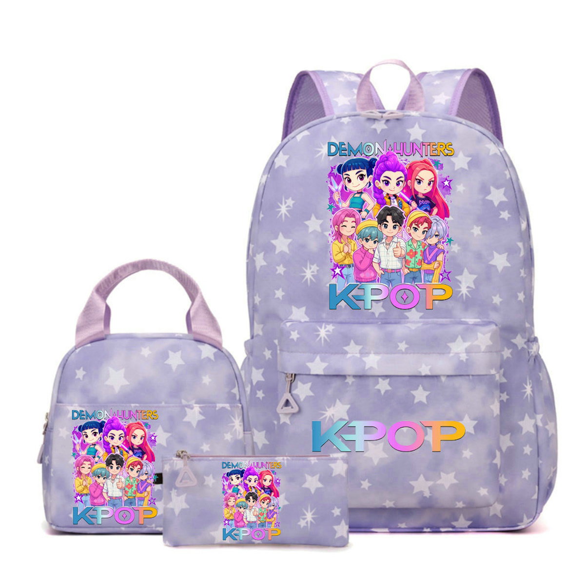 3PCS KPop Demon Hunter Backpack and Lunchbox Pencil Case Set - ChildAngle
