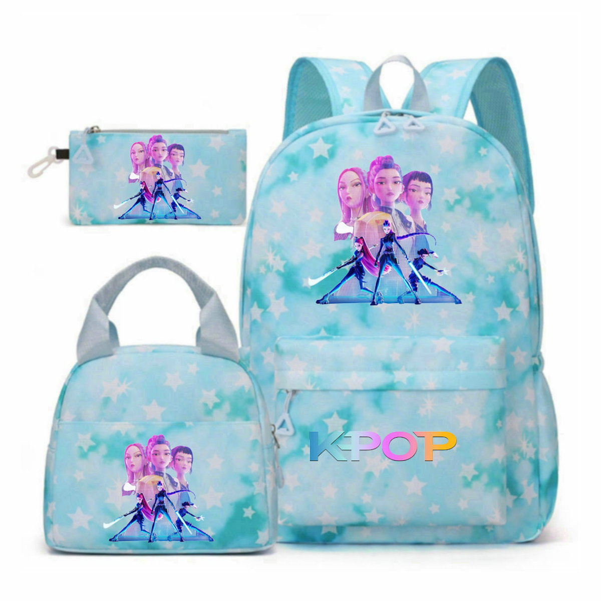 3PCS KPop Demon Hunter Backpack and Lunchbox Pencil Case Set - ChildAngle