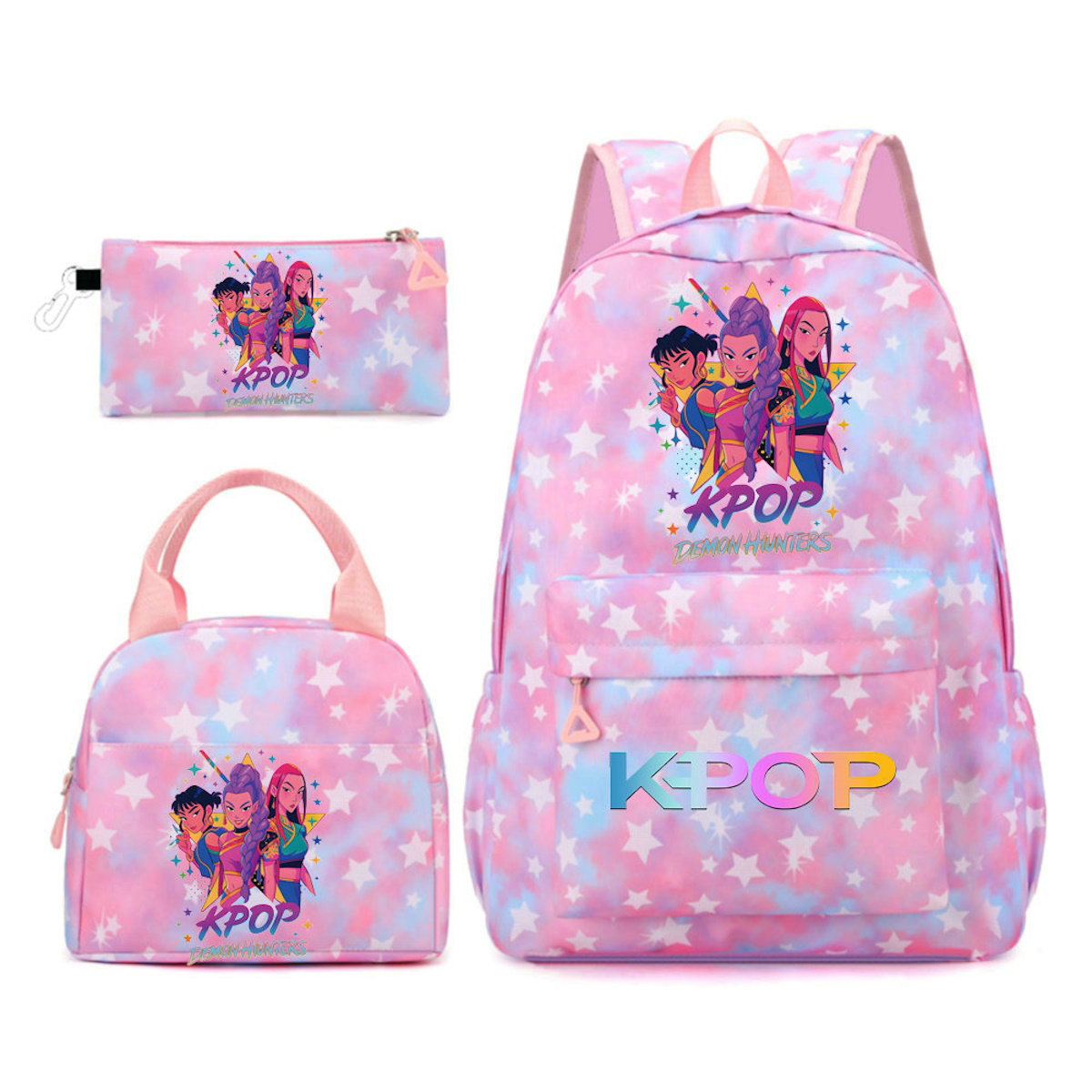 3PCS KPop Demon Hunter Backpack and Lunchbox Pencil Case Set - ChildAngle