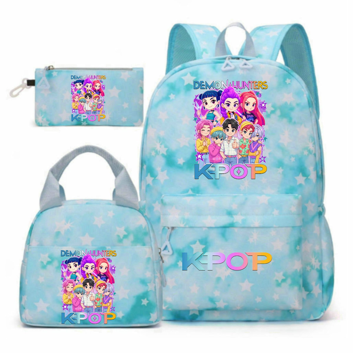 3PCS KPop Demon Hunter Backpack and Lunchbox Pencil Case Set - ChildAngle