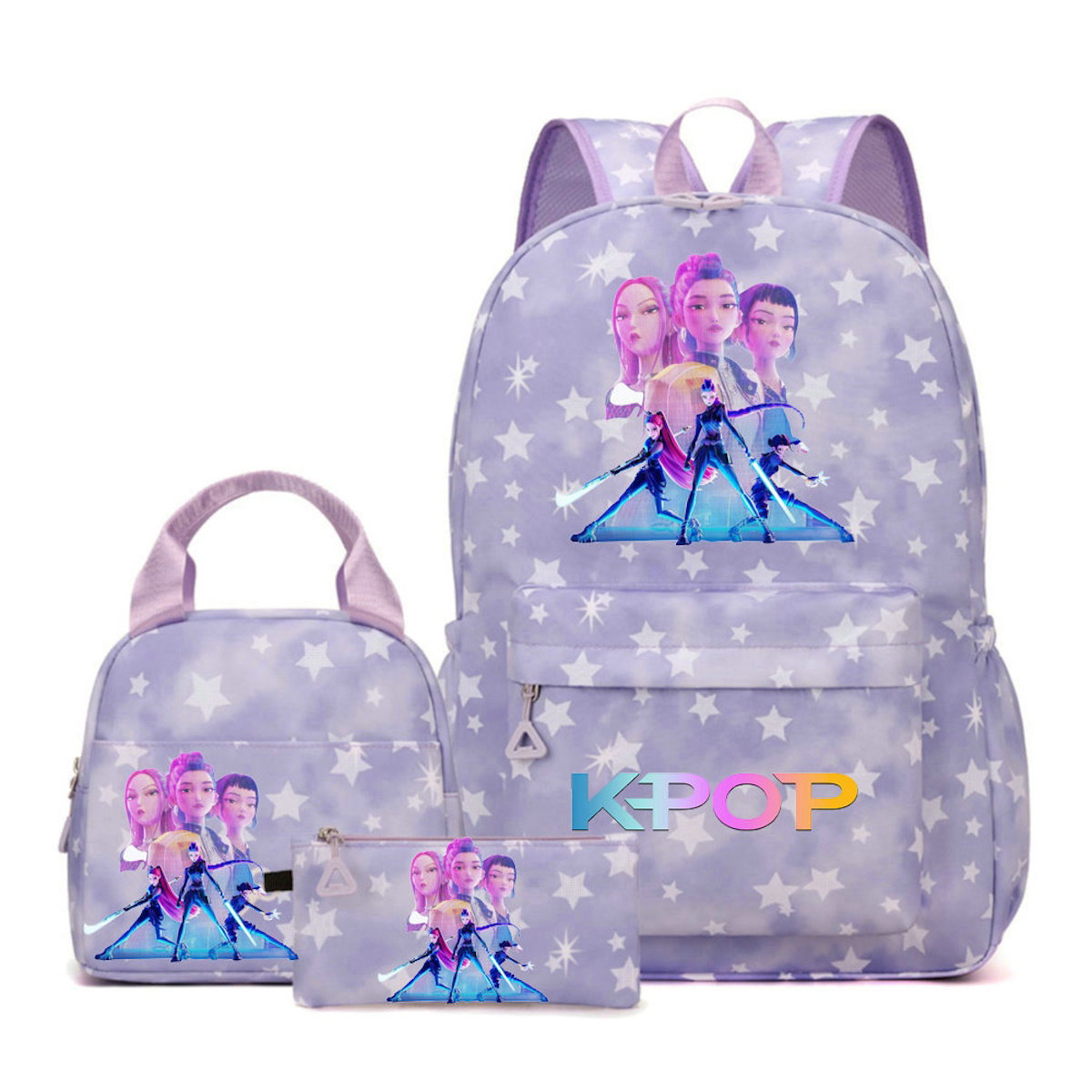 3PCS KPop Demon Hunter Backpack and Lunchbox Pencil Case Set - ChildAngle