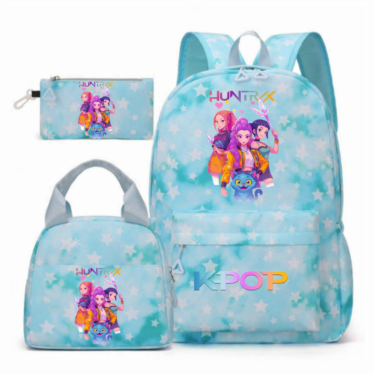 3PCS KPop Demon Hunter Backpack and Lunchbox Pencil Case Set - ChildAngle