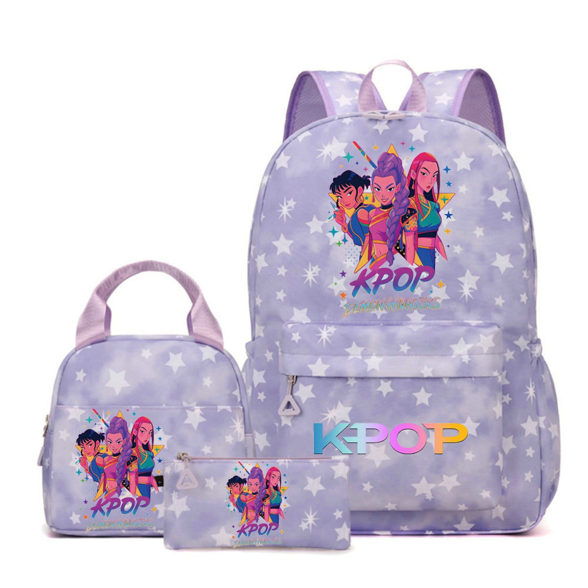 3PCS KPop Demon Hunter Backpack and Lunchbox Pencil Case Set - ChildAngle