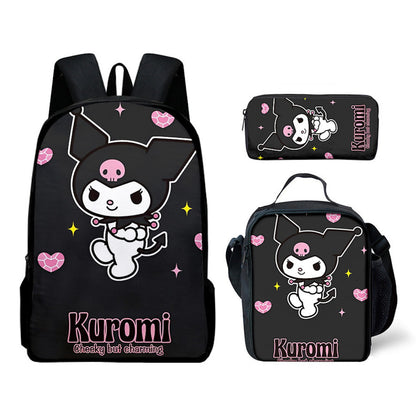 3PCS Kuromi Backpack Lunch Bags and Pencil Case - ChildAngle