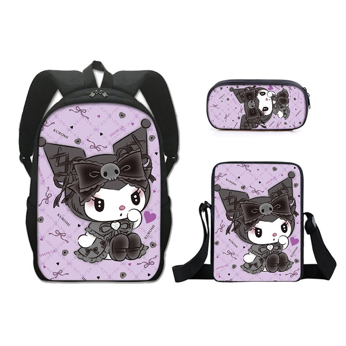 3PCS Kuromi Backpack Lunch Bags and Pencil Case - ChildAngle