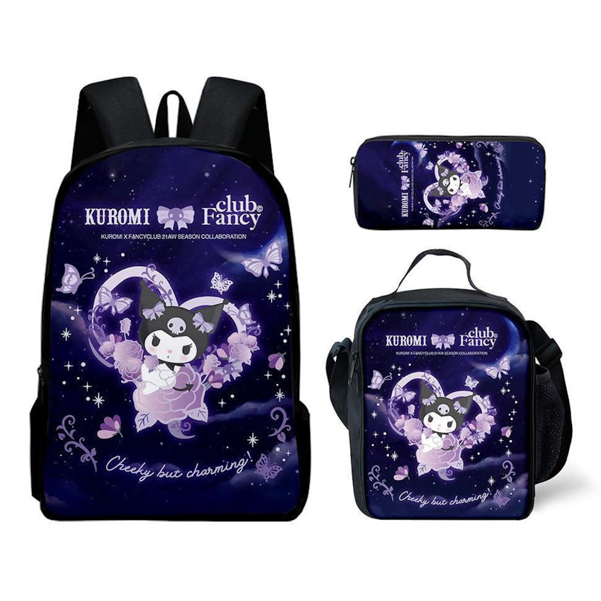 3PCS Kuromi Backpack Lunch Bags and Pencil Case - ChildAngle