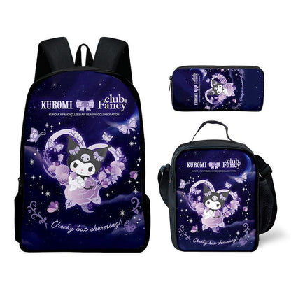 3PCS Kuromi Backpack Lunch Bags and Pencil Case - ChildAngle