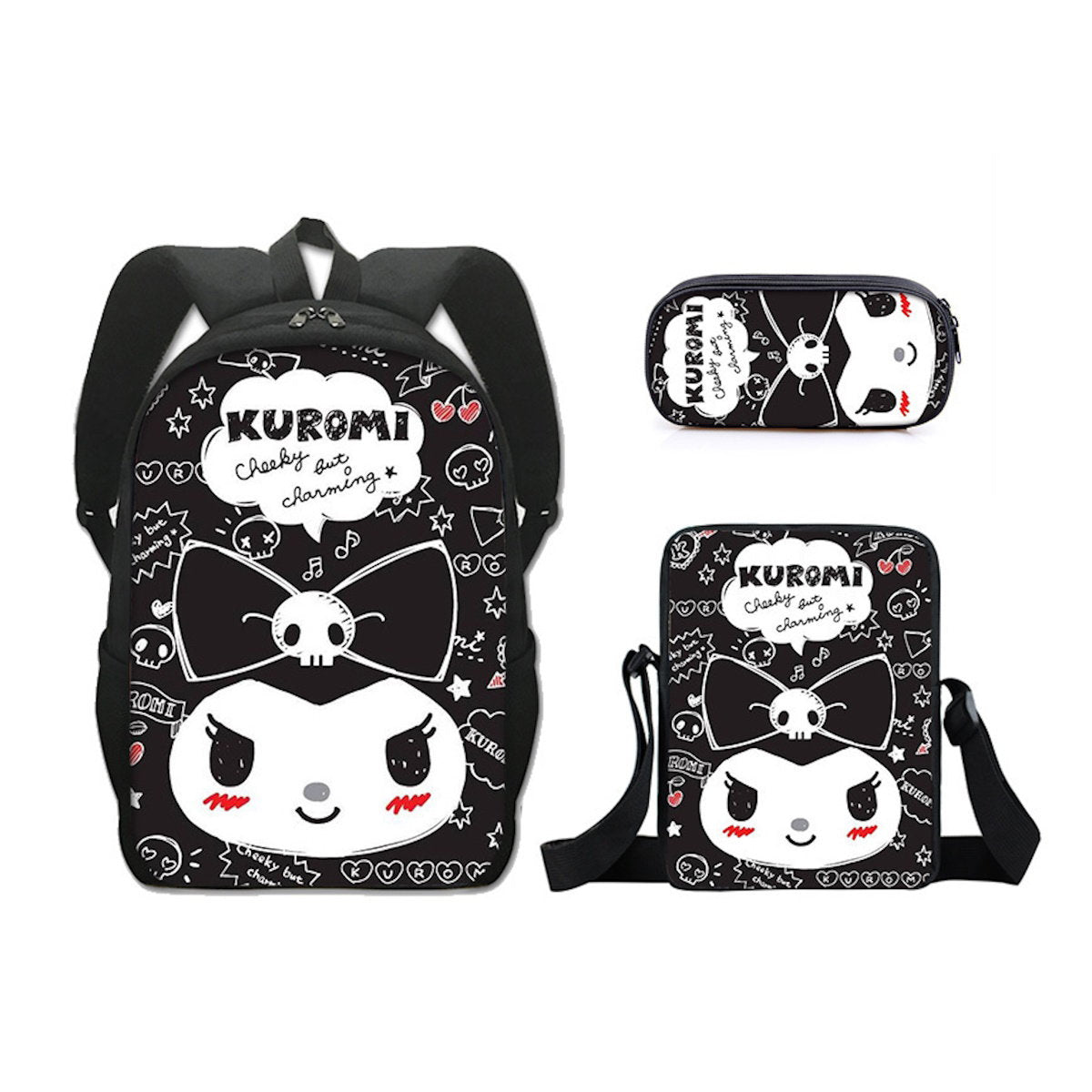 3PCS Kuromi Backpack Lunch Bags and Pencil Case - ChildAngle