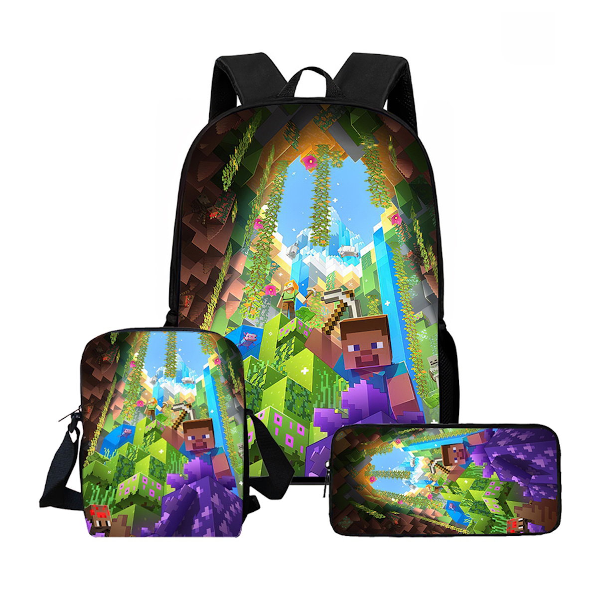 3PCS Minecraft Backpack and Lunchbox Pencil Case Set - ChildAngle