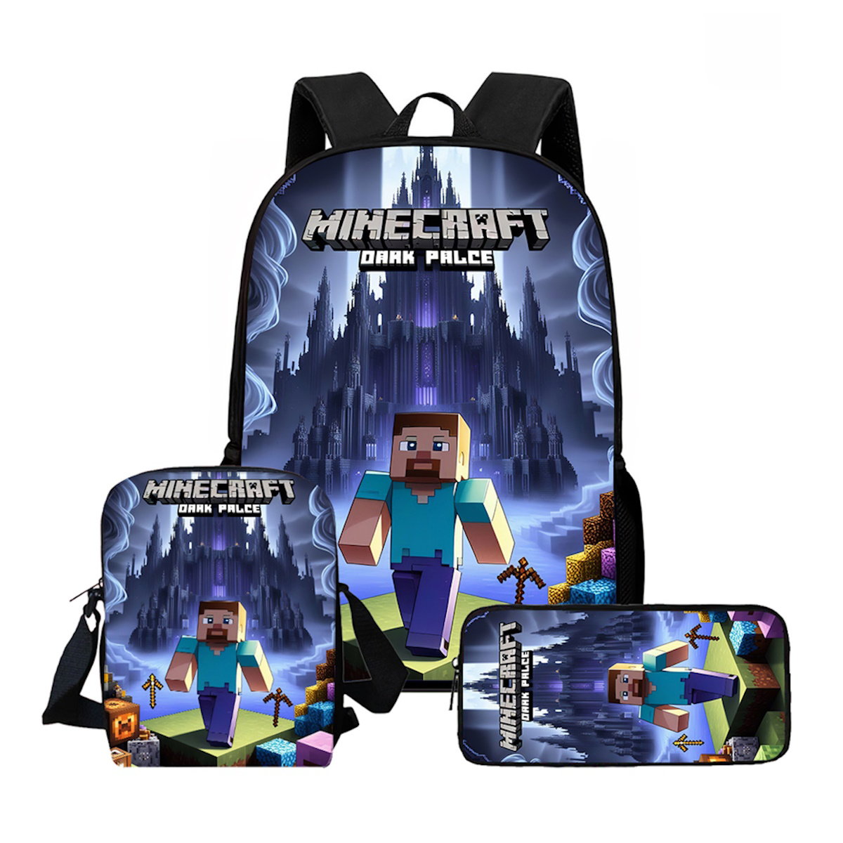 3PCS Minecraft Backpack and Lunchbox Pencil Case Set - ChildAngle