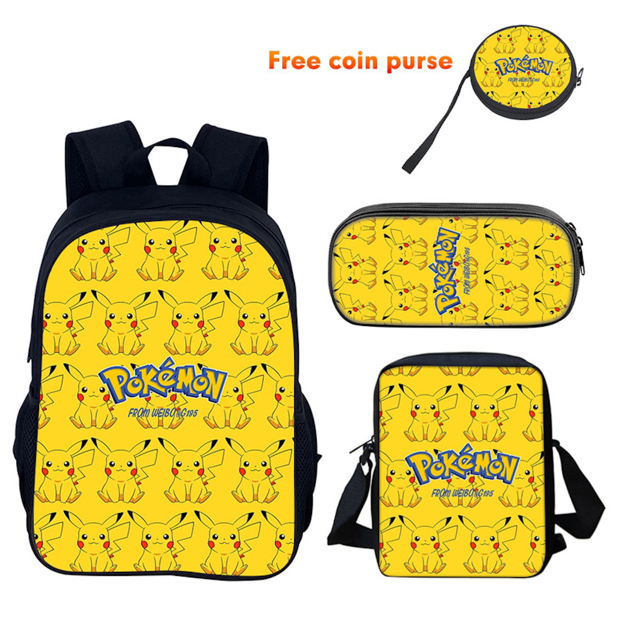 3PCS Pokemon Backpack and Lunchbox Pencil Case Set - ChildAngle 3PCS Backpack with Lunchbox
