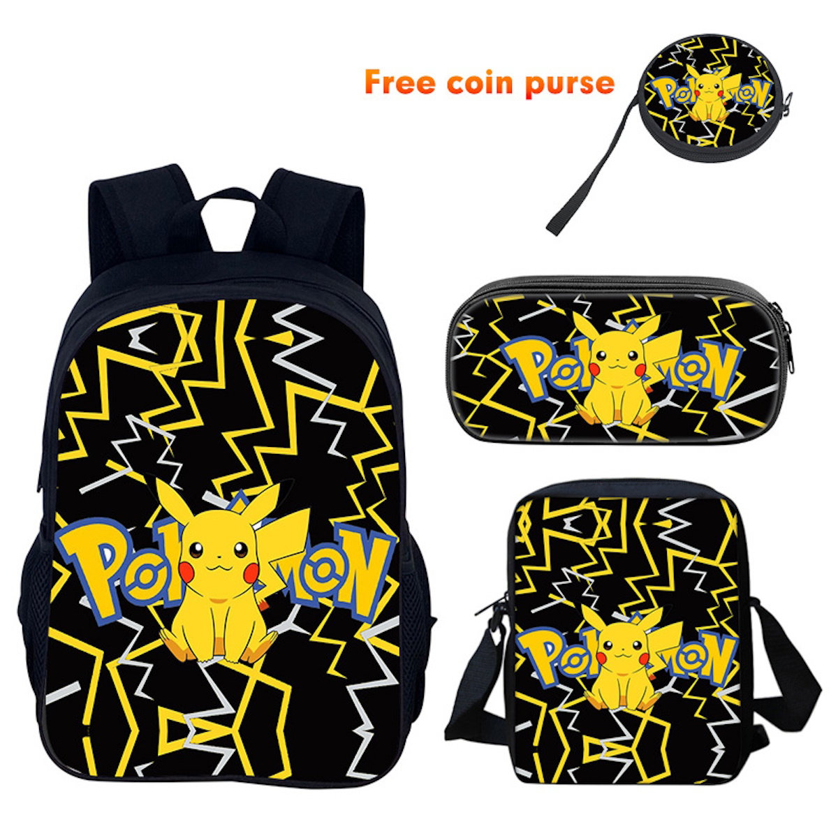 3PCS Pokemon Backpack and Lunchbox Pencil Case Set - ChildAngle 3PCS Backpack with Lunchbox