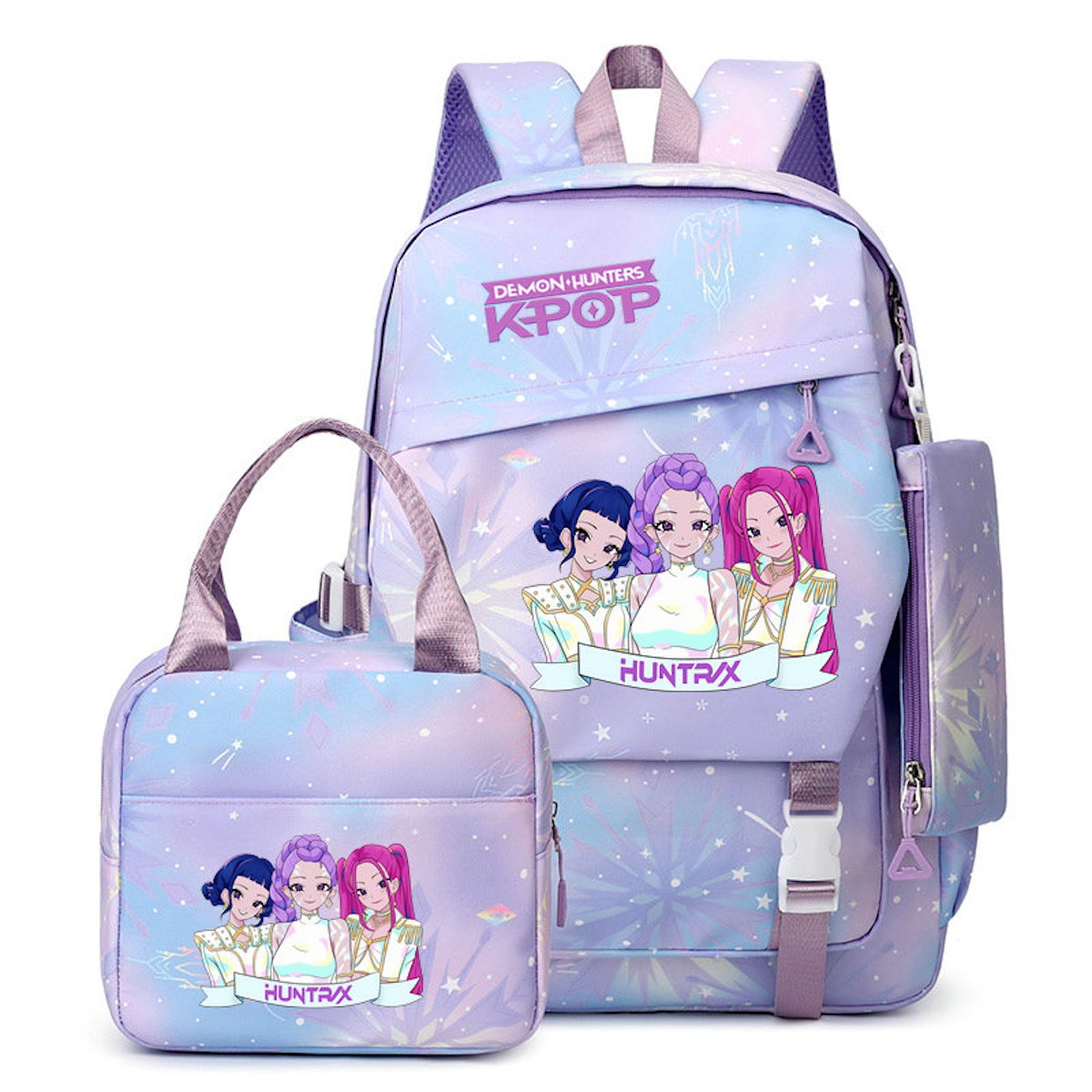 3PCS Preppy Style KPop Demon Hunter Backpack and Lunchbox Pencil Case Set - ChildAngle