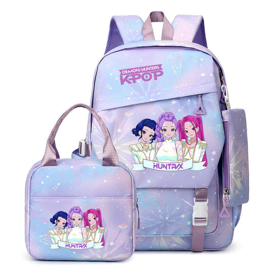 3PCS Preppy Style KPop Demon Hunter Backpack and Lunchbox Pencil Case Set - ChildAngle