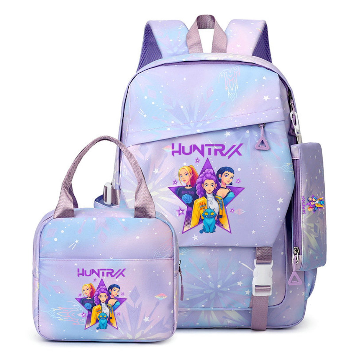3PCS Preppy Style KPop Demon Hunter Backpack and Lunchbox Pencil Case Set - ChildAngle