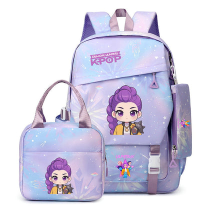 3PCS Preppy Style KPop Demon Hunter Backpack and Lunchbox Pencil Case Set - ChildAngle