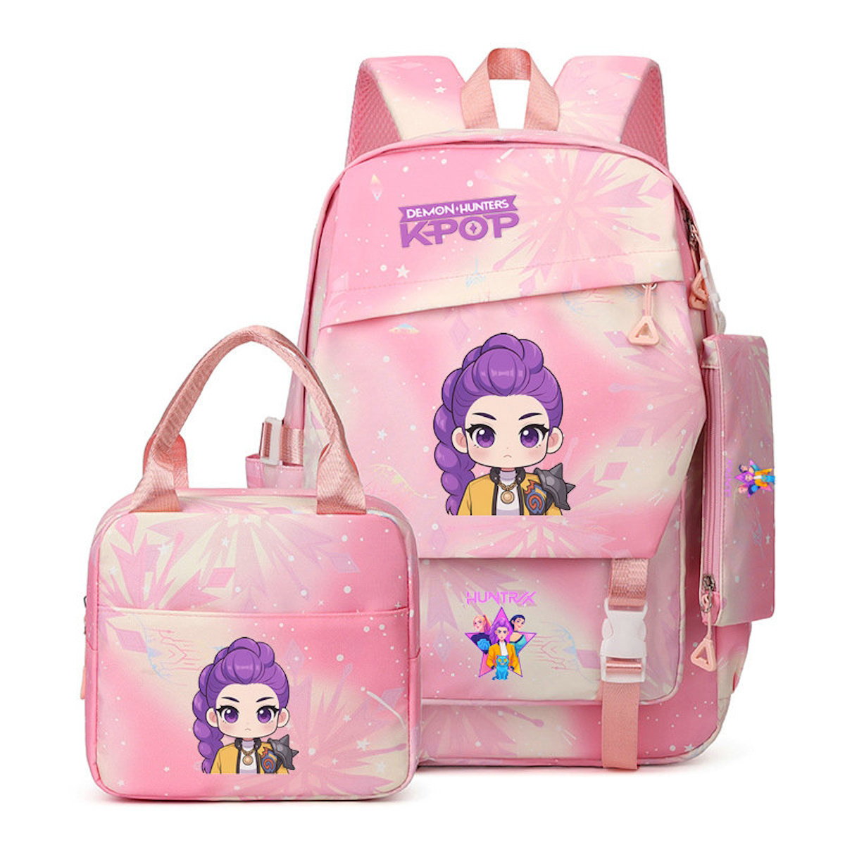 3PCS Preppy Style KPop Demon Hunter Backpack and Lunchbox Pencil Case Set - ChildAngle