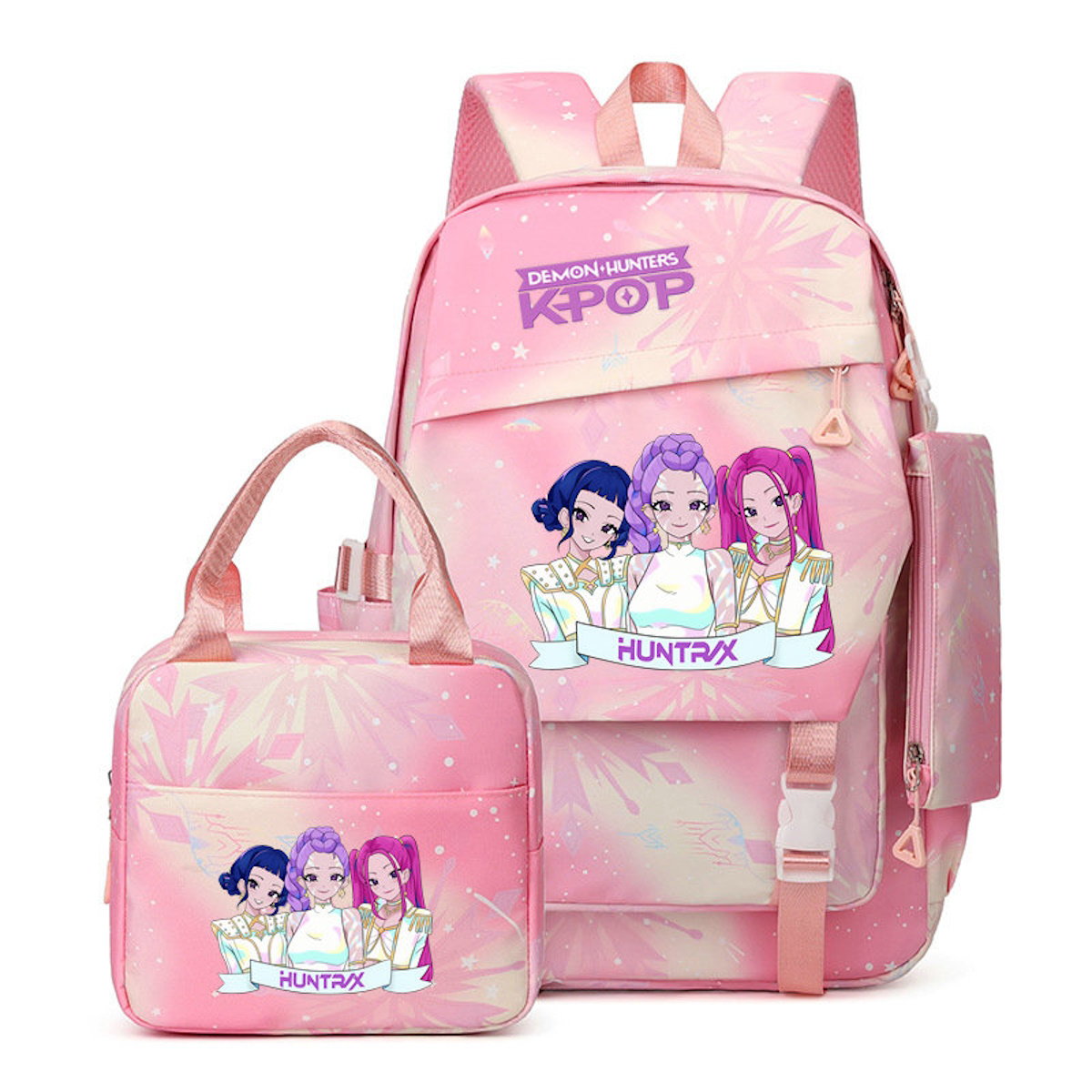3PCS Preppy Style KPop Demon Hunter Backpack and Lunchbox Pencil Case Set - ChildAngle