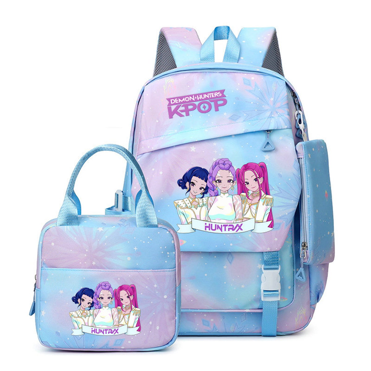 3PCS Preppy Style KPop Demon Hunter Backpack and Lunchbox Pencil Case Set - ChildAngle