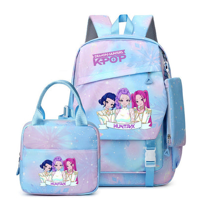 3PCS Preppy Style KPop Demon Hunter Backpack and Lunchbox Pencil Case Set - ChildAngle