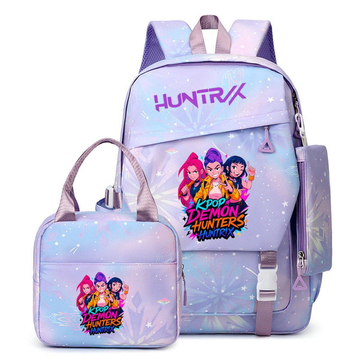 3PCS Preppy Style KPop Demon Hunter Backpack and Lunchbox Pencil Case Set - ChildAngle