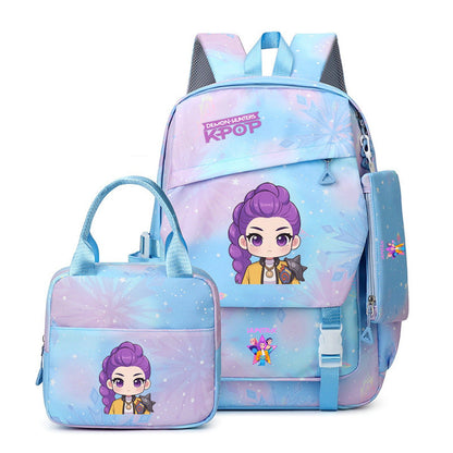 3PCS Preppy Style KPop Demon Hunter Backpack and Lunchbox Pencil Case Set - ChildAngle