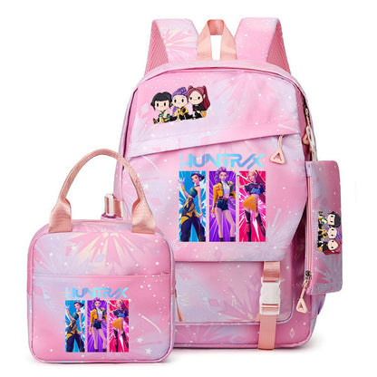 3PCS Preppy Style KPop Demon Hunter Backpack and Lunchbox Pencil Case Set - ChildAngle