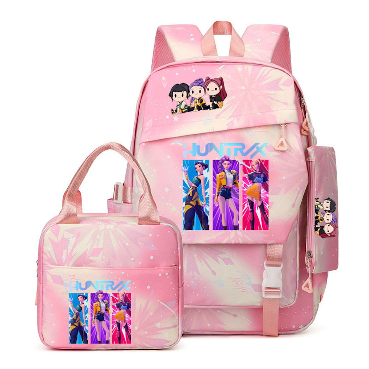 3PCS Preppy Style KPop Demon Hunter Backpack and Lunchbox Pencil Case Set - ChildAngle