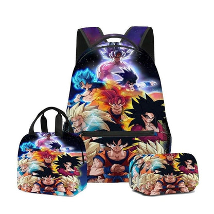 3PCS Saiyan Goku Dragon Ball Backpack and Lunchbox Pencil Case Set - ChildAngle