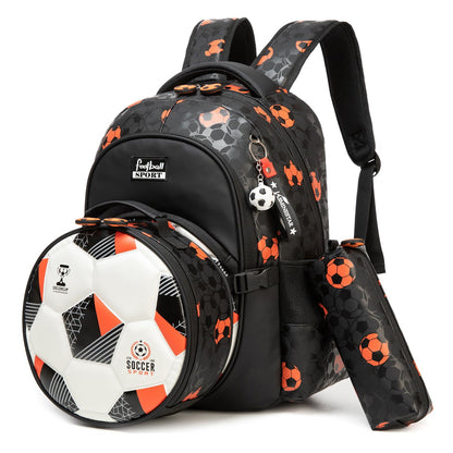 3PCS Soccer Basketball Sports Themed Backpack and Lunchbox Pencil Case Set - ChildAngle