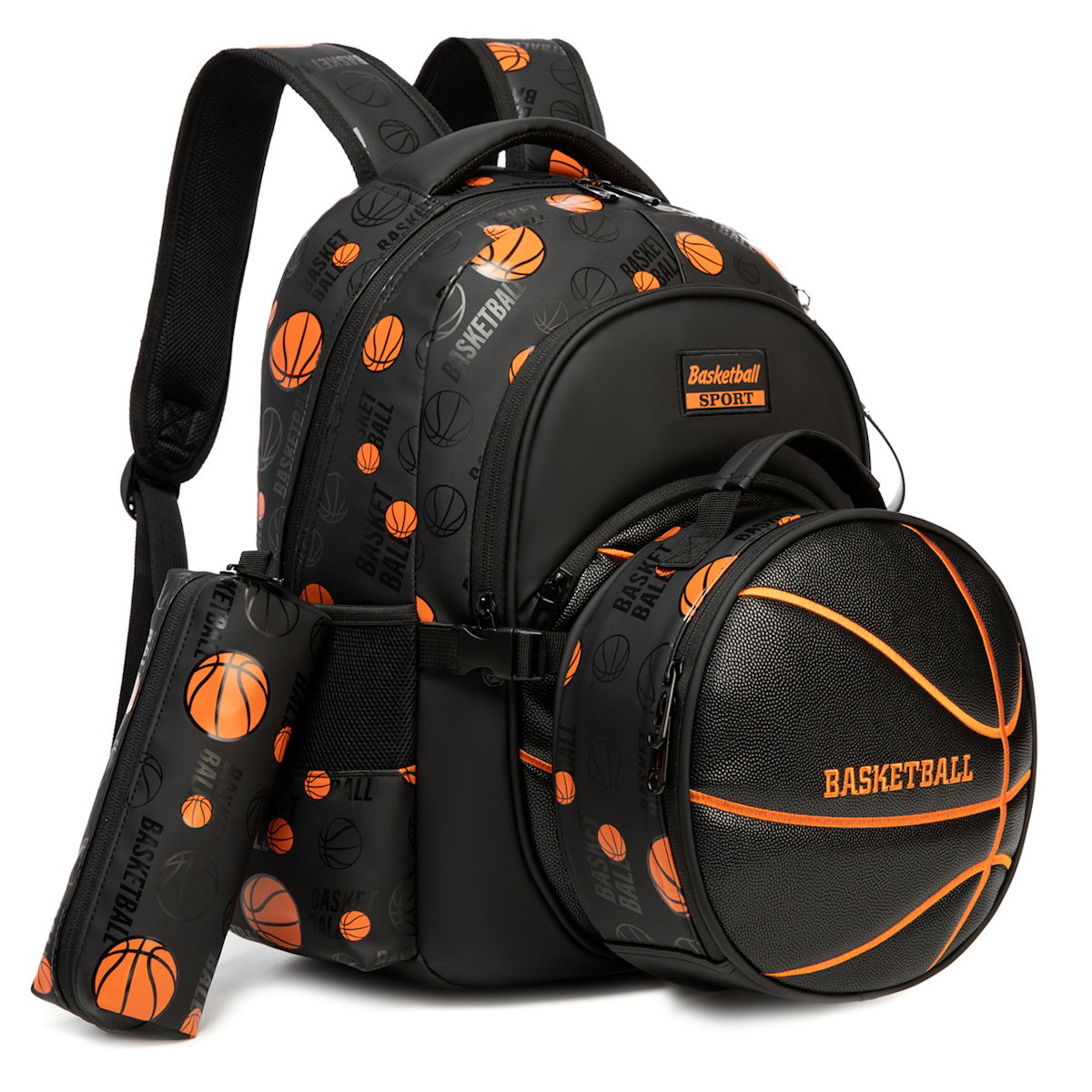 3PCS Soccer Basketball Sports Themed Backpack and Lunchbox Pencil Case Set - ChildAngle