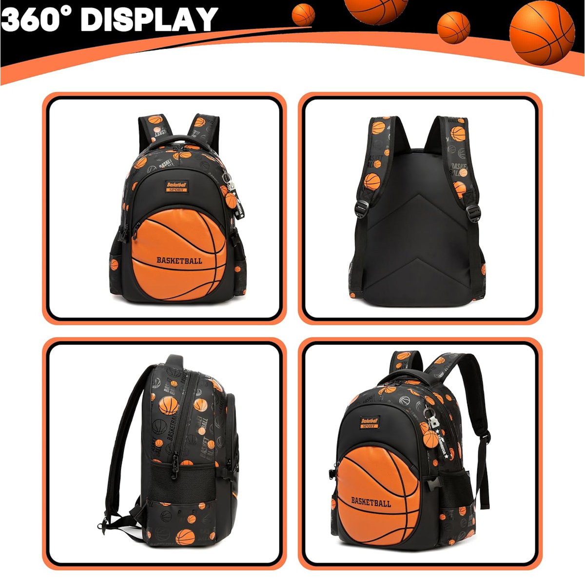 3PCS Soccer Basketball Sports Themed Backpack and Lunchbox Pencil Case Set - ChildAngle