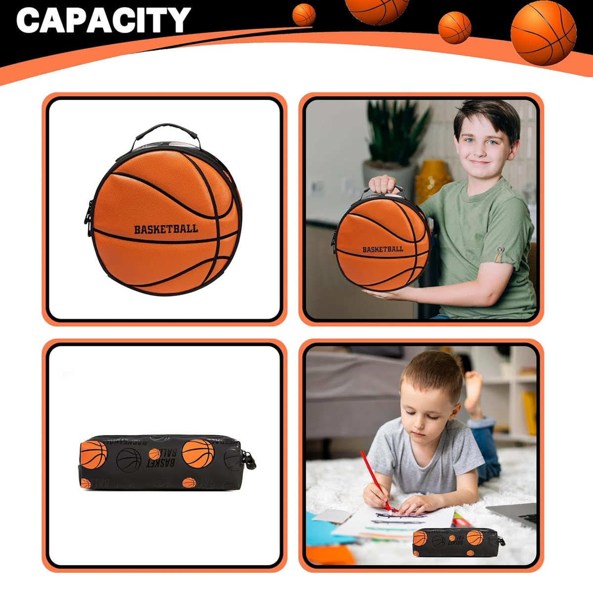 3PCS Soccer Basketball Sports Themed Backpack and Lunchbox Pencil Case Set - ChildAngle