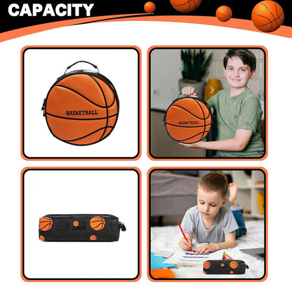 3PCS Soccer Basketball Sports Themed Backpack and Lunchbox Pencil Case Set - ChildAngle