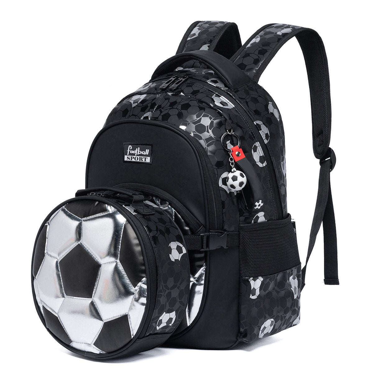 3PCS Soccer Basketball Sports Themed Backpack and Lunchbox Pencil Case Set - ChildAngle