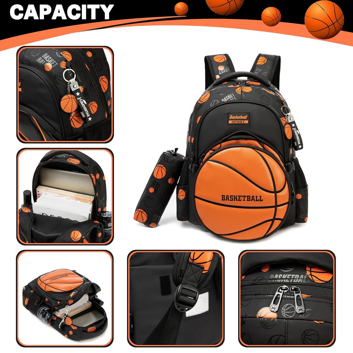 3PCS Soccer Basketball Sports Themed Backpack and Lunchbox Pencil Case Set - ChildAngle