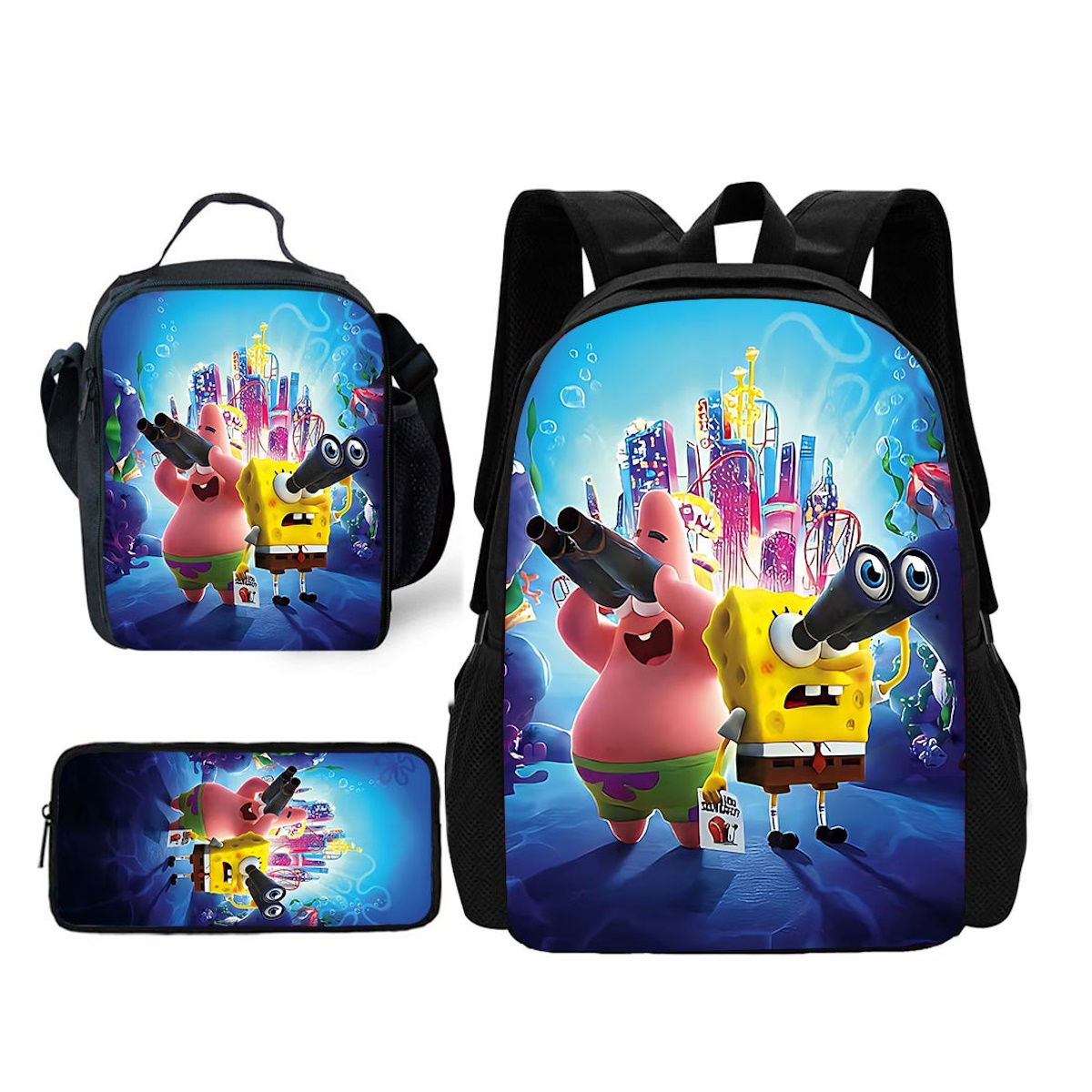 3PCS Spongebob Backpack and Lunchbox Pencil Case Set - ChildAngle
