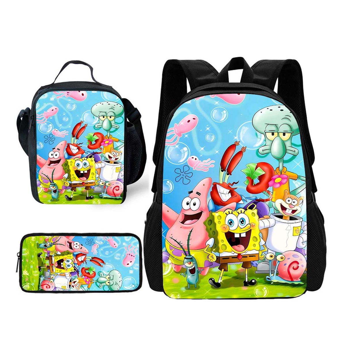 3PCS Spongebob Backpack and Lunchbox Pencil Case Set - ChildAngle