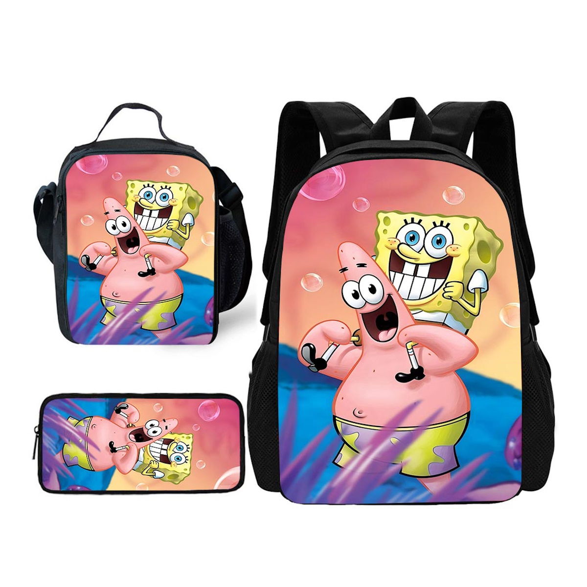 3PCS Spongebob Backpack and Lunchbox Pencil Case Set - ChildAngle