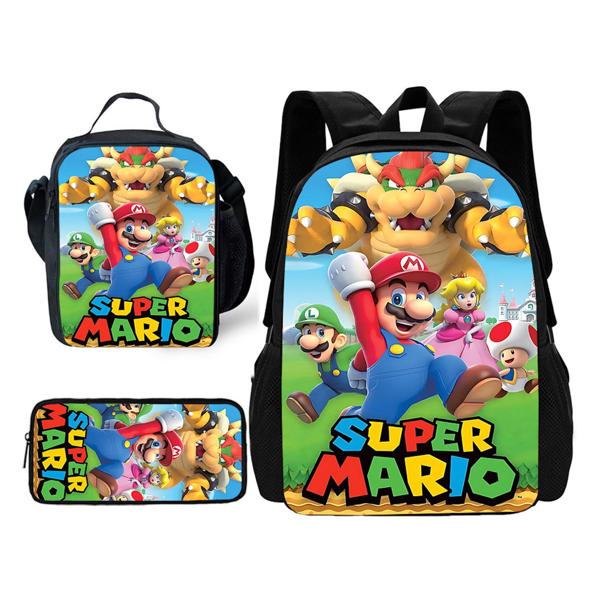 3PCS Super Mario Backpack and Lunchbox Pencil Case Set - ChildAngle
