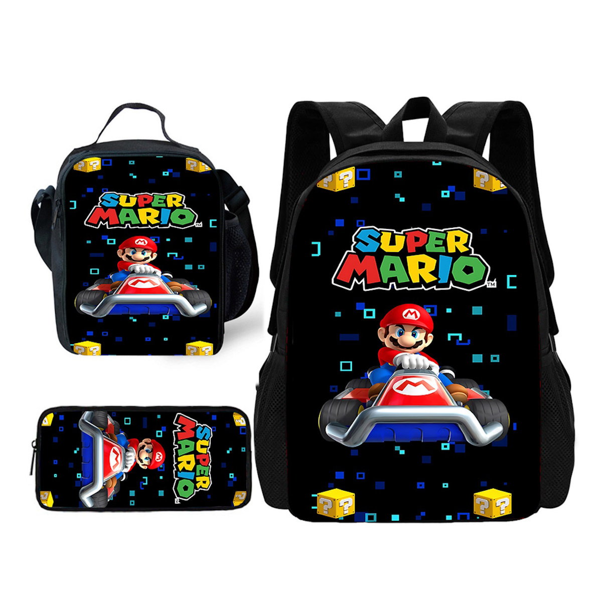 3PCS Super Mario Backpack and Lunchbox Pencil Case Set - ChildAngle