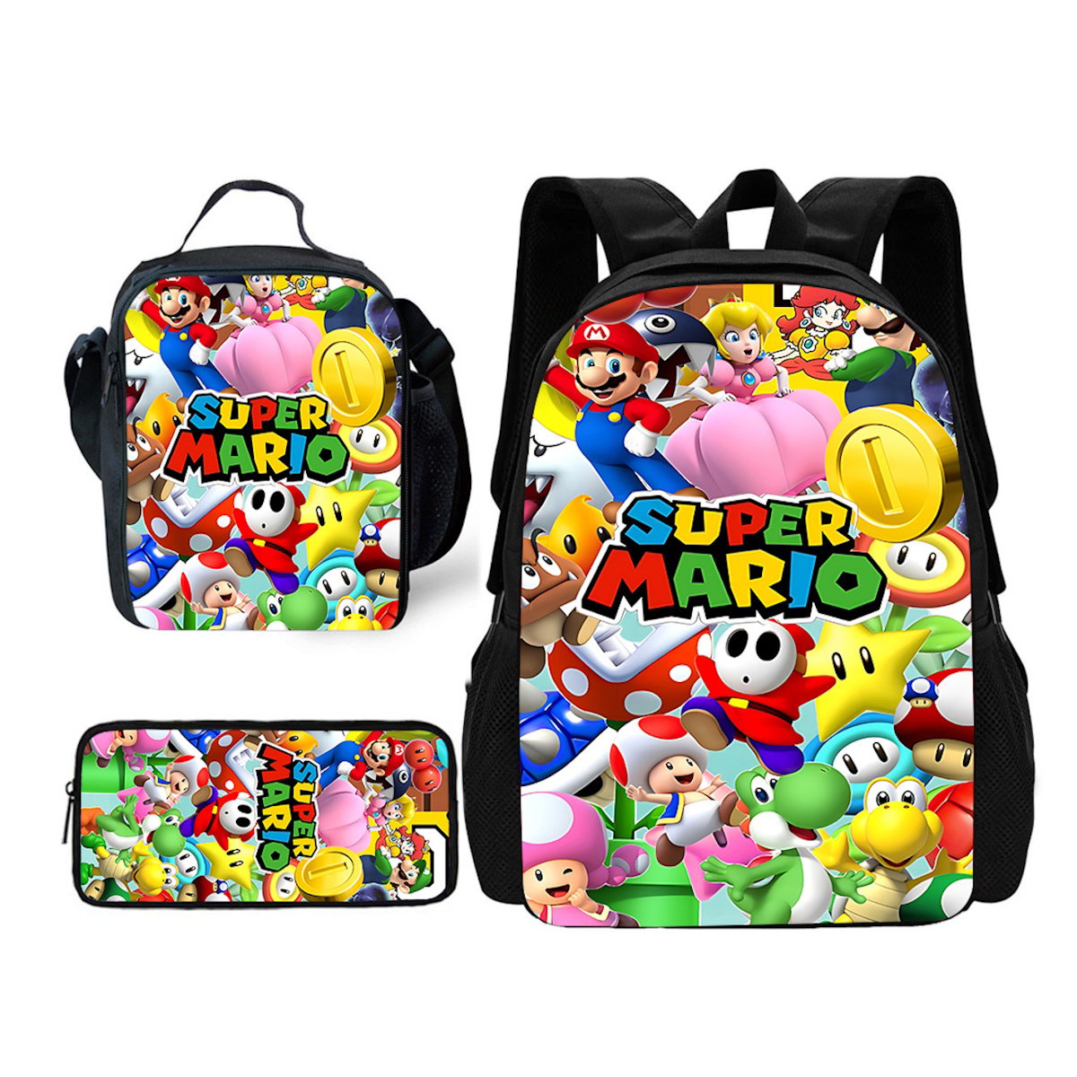 3PCS Super Mario Backpack and Lunchbox Pencil Case Set - ChildAngle