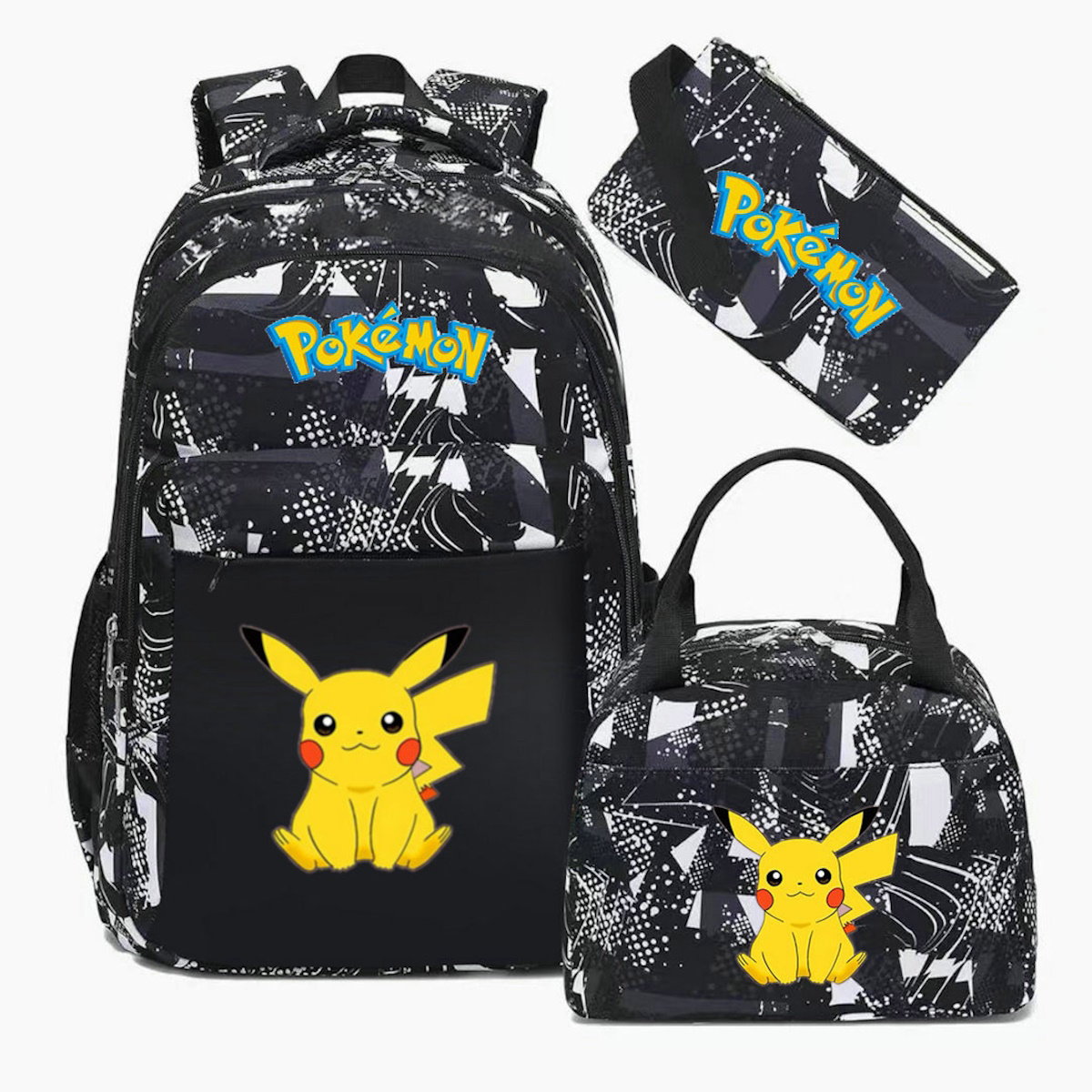3PCS Pokemon Pikachu Backpack and Lunchbox Pencil Case Set - ChildAngle
