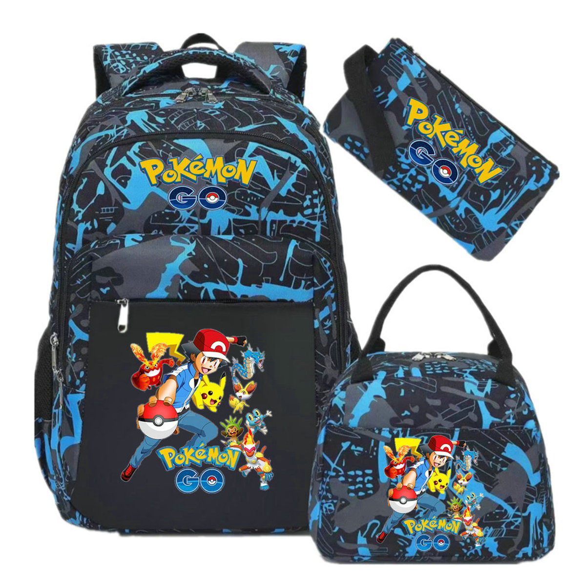 3PCS Pokemon Pikachu Backpack and Lunchbox Pencil Case Set - ChildAngle