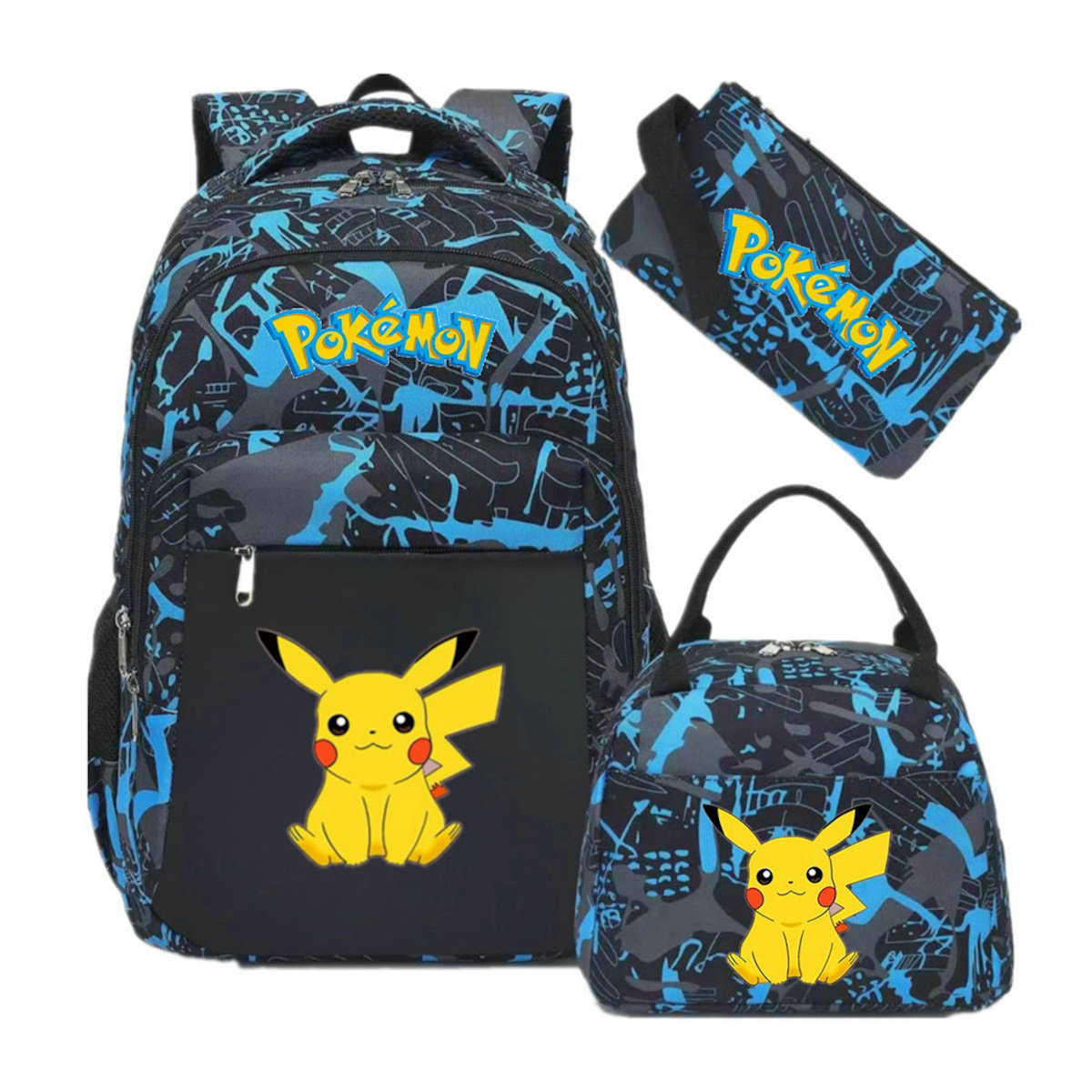 3PCS Pokemon Pikachu Backpack and Lunchbox Pencil Case Set - ChildAngle